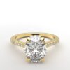 Classic Oval Hidden Halo Ring in yellow gold diamond band