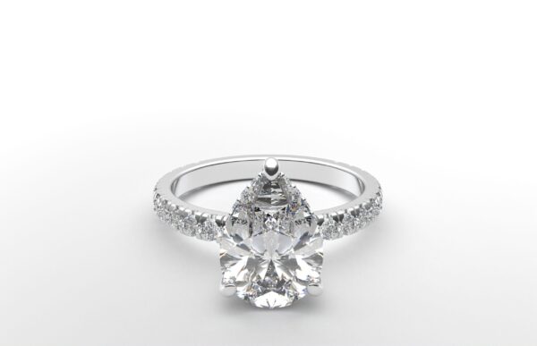 Classic Pear Hidden Halo French cut in white gold