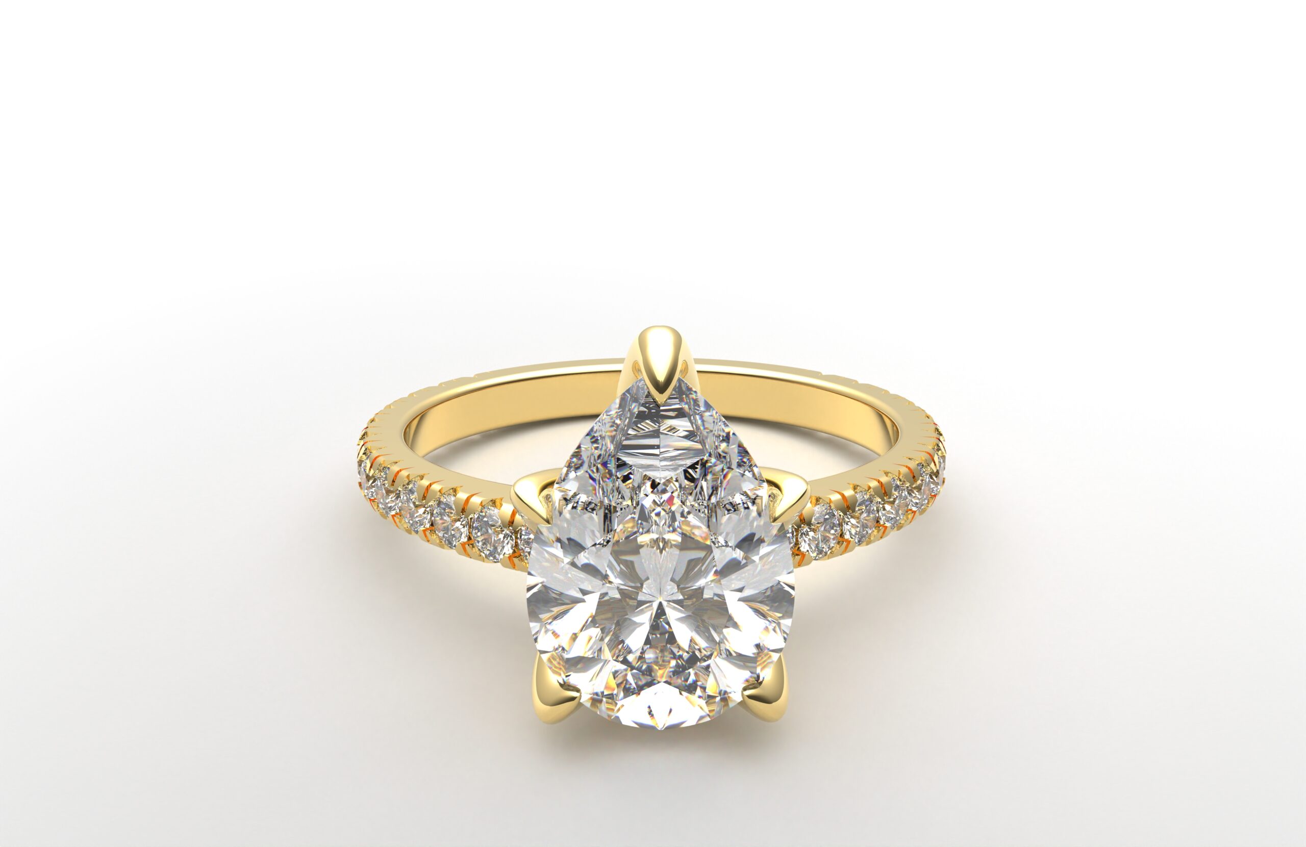 Modern French Pave Tulip Setting ring in yellow gold color