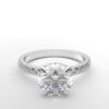 classic french pave round diamond ring in white gold with a hidden halo