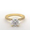 classic french pave round diamond ring in yellow gold with a hidden halo