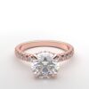 classic french pave round diamond ring in rose gold with a hidden halo