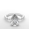 pear solitaire diamond ring in white gold with round and marquise diamond band hidden halo