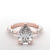 pear solitaire diamond ring in rose gold with round and marquise diamond band hidden halo