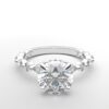 Round solitaire diamond ring in white gold with round and marquise diamond band hidden halo