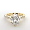 Classic single shared prong tulip setting oval diamond yellow gold ring 6 prong