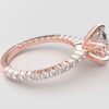 Side view Classic single shared prong tulip setting oval diamond rose gold ring 6 prong