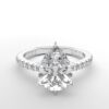 Classic single shared prong tulip setting pear diamond white gold ring 6 prong