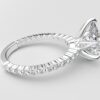 Side view Classic single shared prong tulip setting pear diamond white gold ring 6 prong