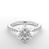 Classic single shared prong tulip setting round diamond white gold ring 6 prong