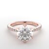 Classic single shared prong tulip setting round diamond rose gold ring 6 prong