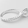 Side view Classic single shared prong tulip setting round diamond white gold ring 6 prong