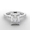 Shared prong Tulip crown white Gold emerald diamond engagement ring