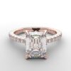 Shared prong Tulip crown rose Gold emerald diamond engagement ring