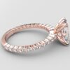 Side view Shared prong Tulip crown rose Gold emerald diamond engagement ring