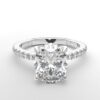 Shared prong Tulip crown white Gold oval diamond engagement ring