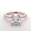 Shared prong Tulip crown rose Gold oval diamond engagement ring