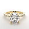 Shared prong Tulip crown yellow Gold oval diamond engagement ring