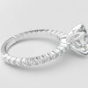 Side view Shared prong Tulip crown White Gold oval diamond engagement ring