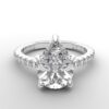 Shared prong Tulip crown White Gold pear diamond engagement ring