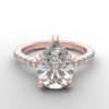 Shared prong Tulip crown rose Gold pear diamond engagement ring