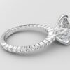 Side view Shared prong Tulip crown White Gold pear diamond engagement ring