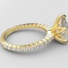 Side view Shared prong Tulip crown yellow Gold pear diamond engagement ring