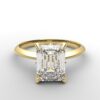 Classic Knife Edge 4 Prong Tulip Crown yellow Gold emerald Diamond Engagement Ring