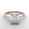 Classic Knife Edge 4 Prong Tulip Crown rose Gold emerald Diamond Engagement Ring