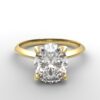 Classic Knife Edge 4 Prong Tulip Crown yellow Gold oval Diamond Engagement Ring