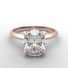 Classic Knife Edge 4 Prong Tulip Crown rose Gold oval Diamond Engagement Ring