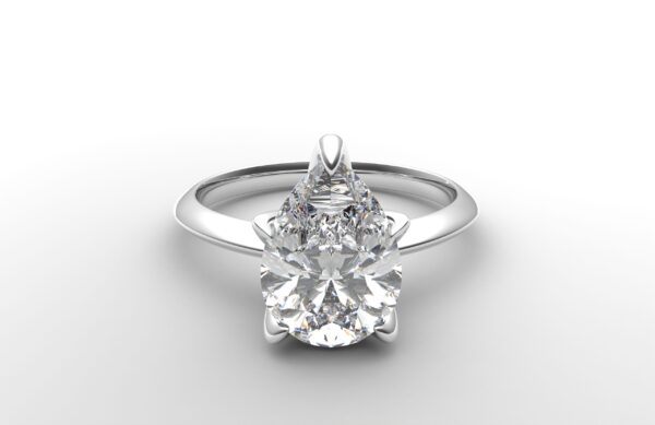 Classic Knife Edge 5 Prong Tulip Crown white Gold pear Diamond Engagement Ring