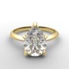 Classic Knife Edge 5 Prong Tulip Crown yellow Gold pear Diamond Engagement Ring