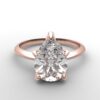 Classic Knife Edge 5 Prong Tulip Crown rose Gold pear Diamond Engagement Ring