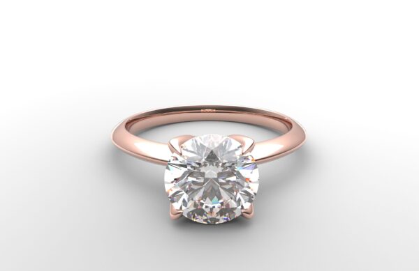 Classic Knife Edge 4 Prong Tulip Crown rose Gold round Diamond Engagement Ring