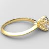 side view Classic Knife Edge 4 Prong Tulip Crown yellow Gold round Diamond Engagement Ring